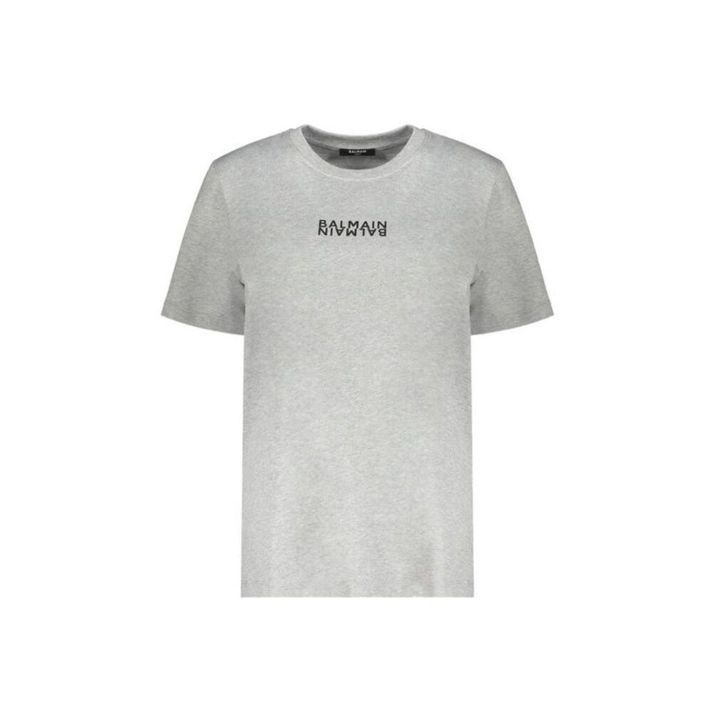 Balmain Gray Cotton Women's T-Shirt